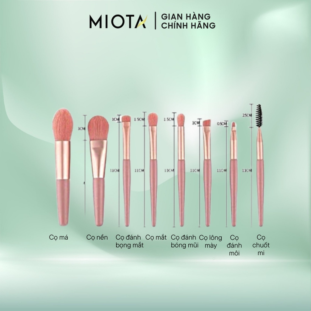 Set 8 Cọ Trang Điểm Đa Năng Miota Tiện Lợi Dễ Sử Dụng - Hồng Pastel