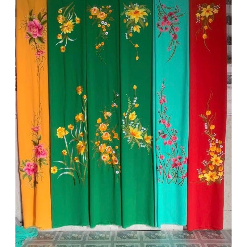 Vải thêu hoa sẵn để may áo dài khổ 150*180
