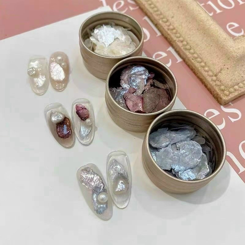 phụ kiện nails Xà cừ giấy đính móng design style Đài