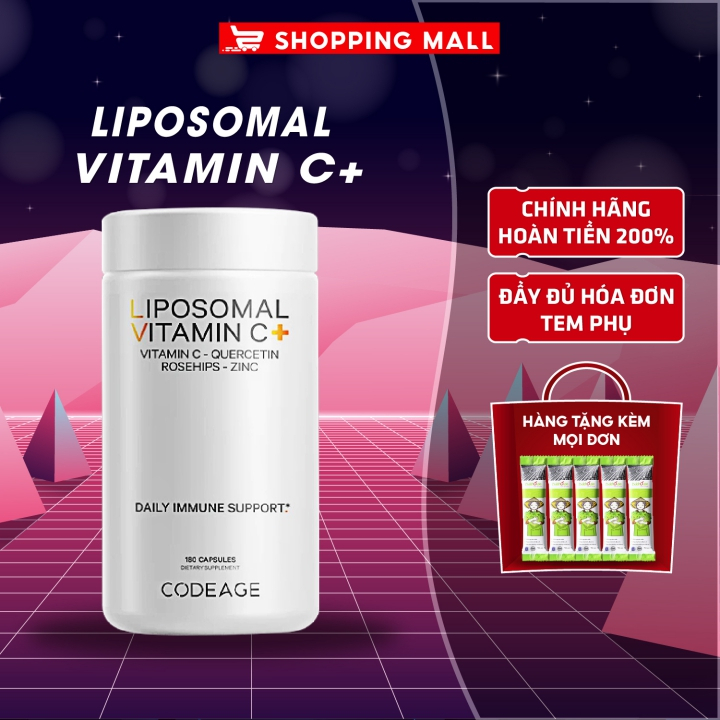 Vitamin C Codeage Liposomal 180 Viên - Viên Uống Vitamin C Giúp Tăng Cường Miễn Dịch Dưỡng Sáng Da, Mờ Thâm
