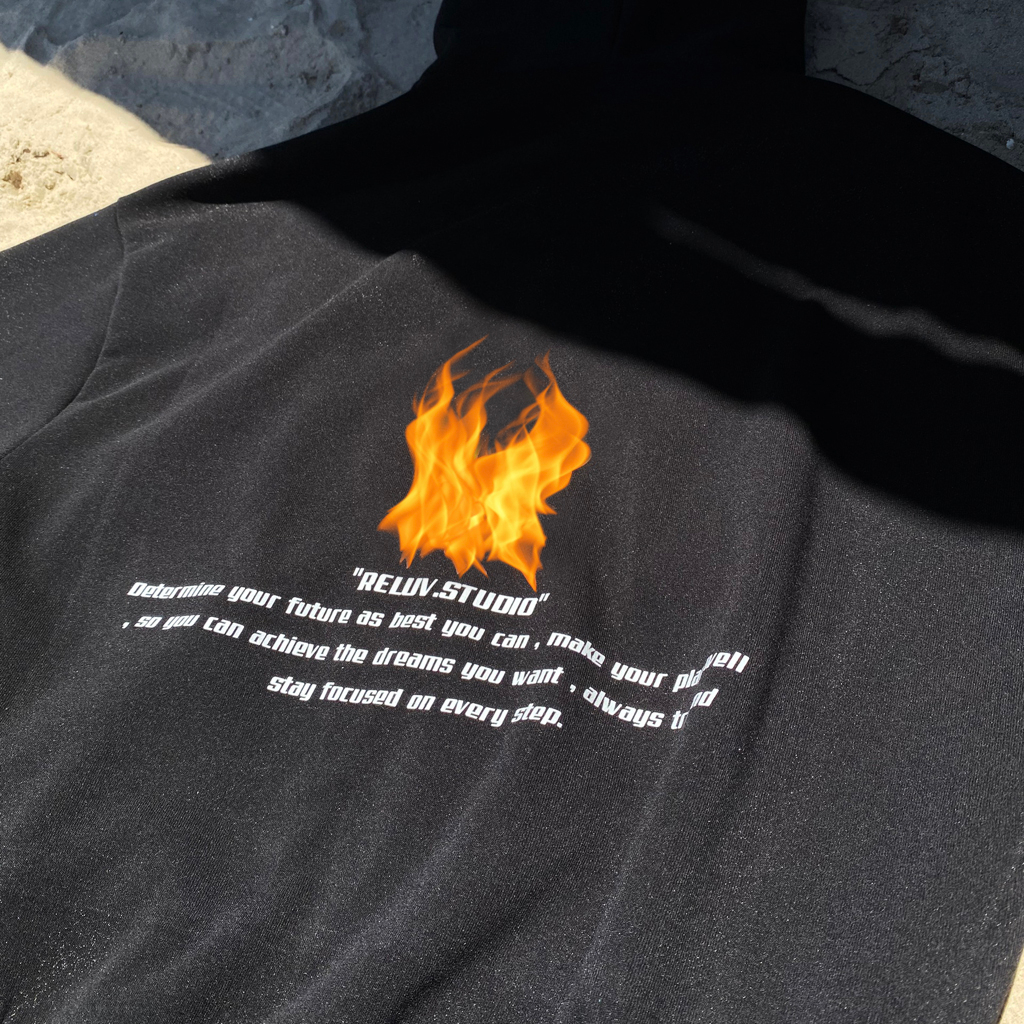 Áo hoodie zip boxy Fire local brand RELUV - Áo khoác nỉ unisex dây kéo form crop nam nữ 2 màu - RELUV.STUDIO