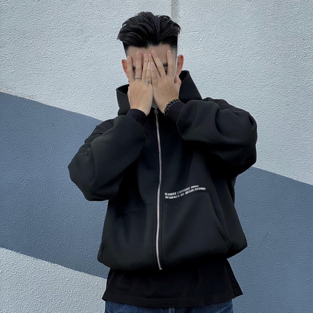 Áo hoodie zip boxy Fire local brand RELUV - Áo khoác nỉ unisex dây kéo form crop nam nữ 2 màu - RELUV.STUDIO