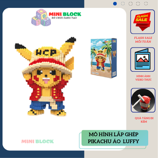 Mô hình lắp ráp Lego Pikachu áo luffy cao 29cm Bộ đồ chơi lắp ghép 3D decor trang trí Pikachu lufy - MUỐI MÔ HÌNH