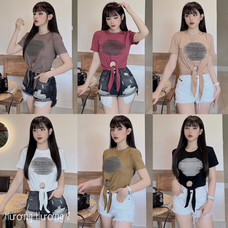 Áo zip cổ tròn chữ buộc nơ eo 6 màu (kèm ảnh thật)