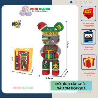 Mô hình lắp ráp Lego Gấu Noen cao 46cm hãng MINPIN Bộ đồ chơi lắp ghép 3D decor trang trí GẤU Noen - MUỐI MÔ HÌNH