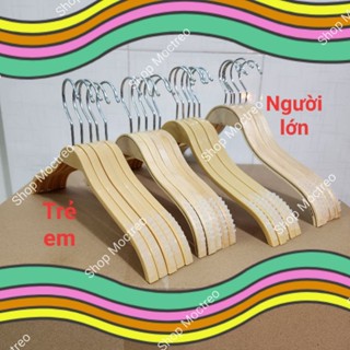 Móc gỗ, nhựa giả gỗ treo áo người lớn và trẻ em (combo 10 cái)