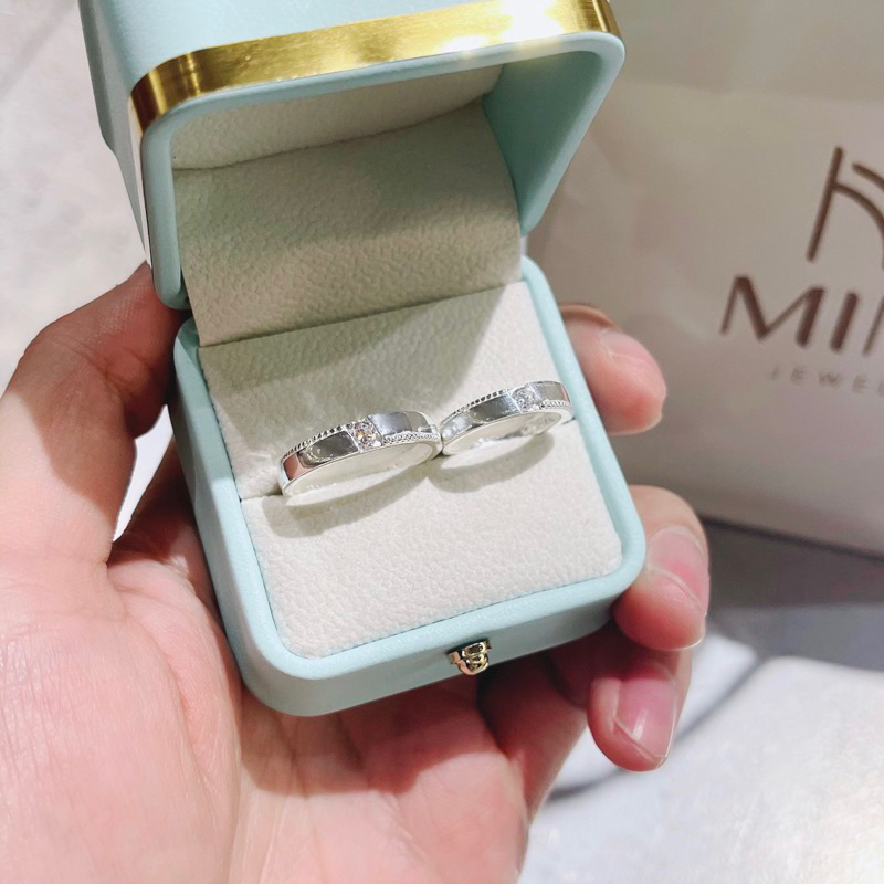 Nhẫn Cặp Đôi bạc khắc tên tình yêu nam nữ NC01 - Trang Sức MINA JEWELRY