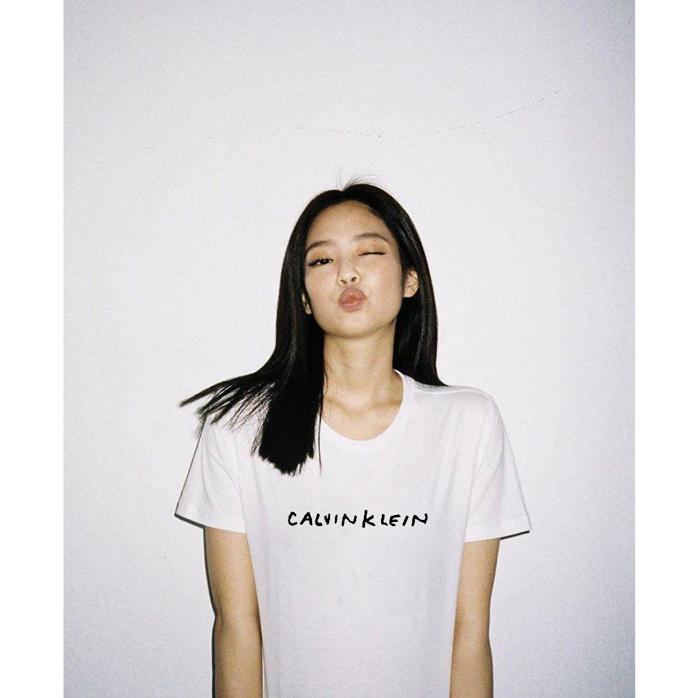 Áo thun tay lỡ unisex nam nữ trơn JENNIE LOGO CK 2023 cotton form rộng oversize