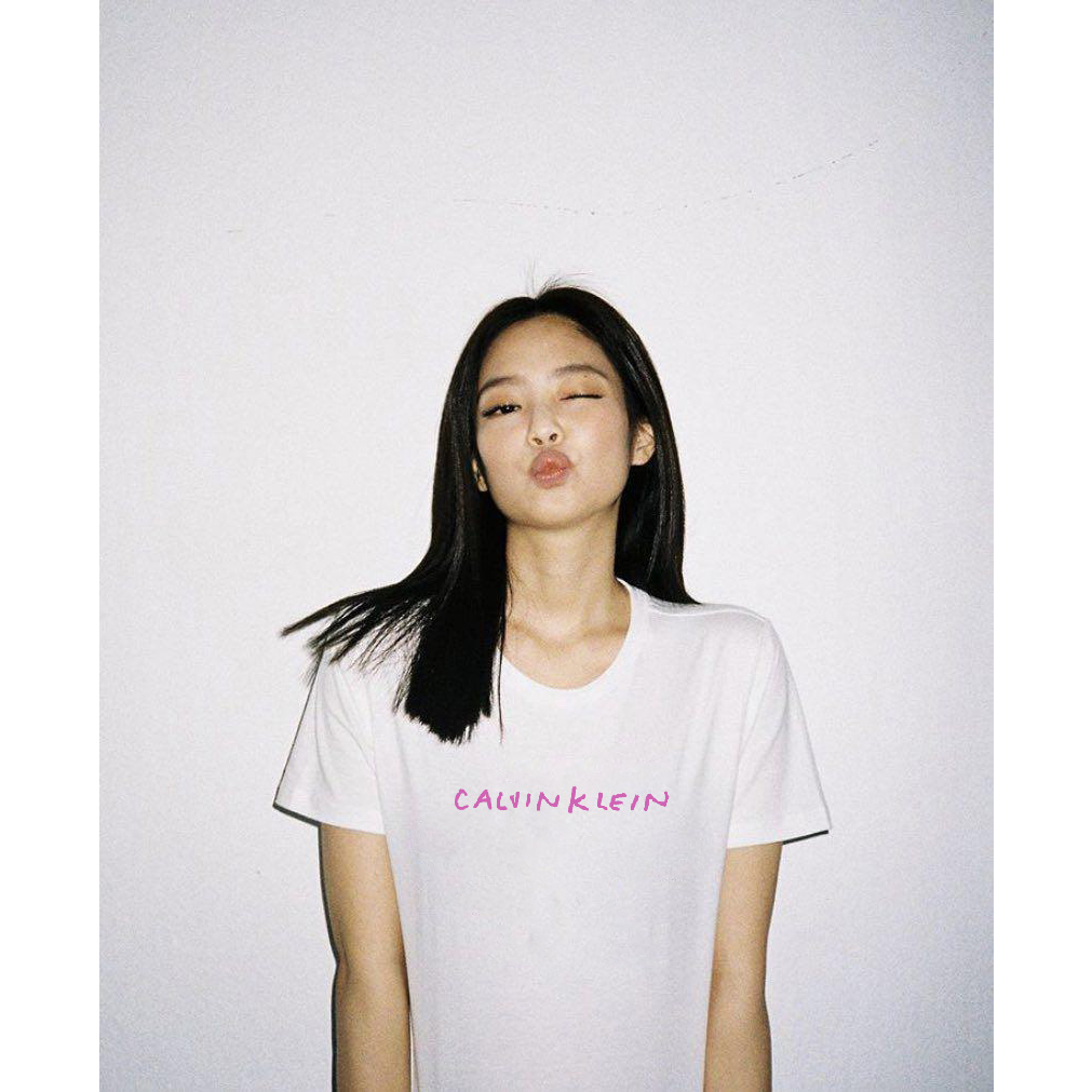 Áo thun tay lỡ unisex nam nữ trơn JENNIE LOGO CK 2023 cotton form rộng oversize