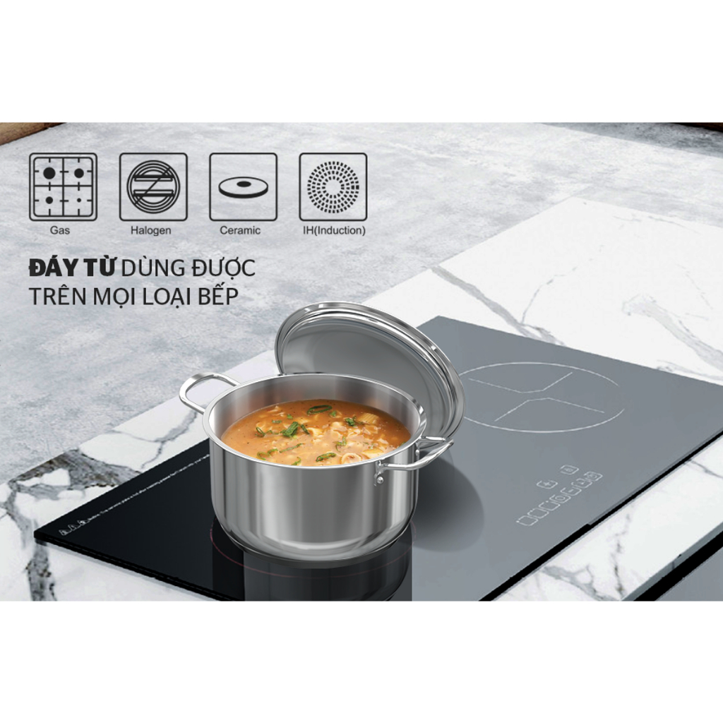 BỘ NỒI CHẢO INOX 5 ĐÁY SUNHOUSE SHG995 CHÍNH HÃNG