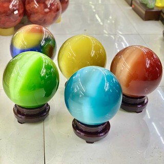 Bi cầu mắt mèo đủ màu size 10cm, 12cm tặng đế gỗ