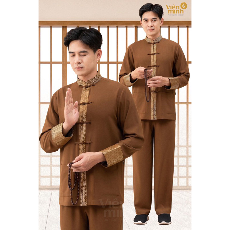 Quần áo phật tử nam,Đồ lam đi chùa nam,Pháp phục,Đồ bộ nam cao cấp