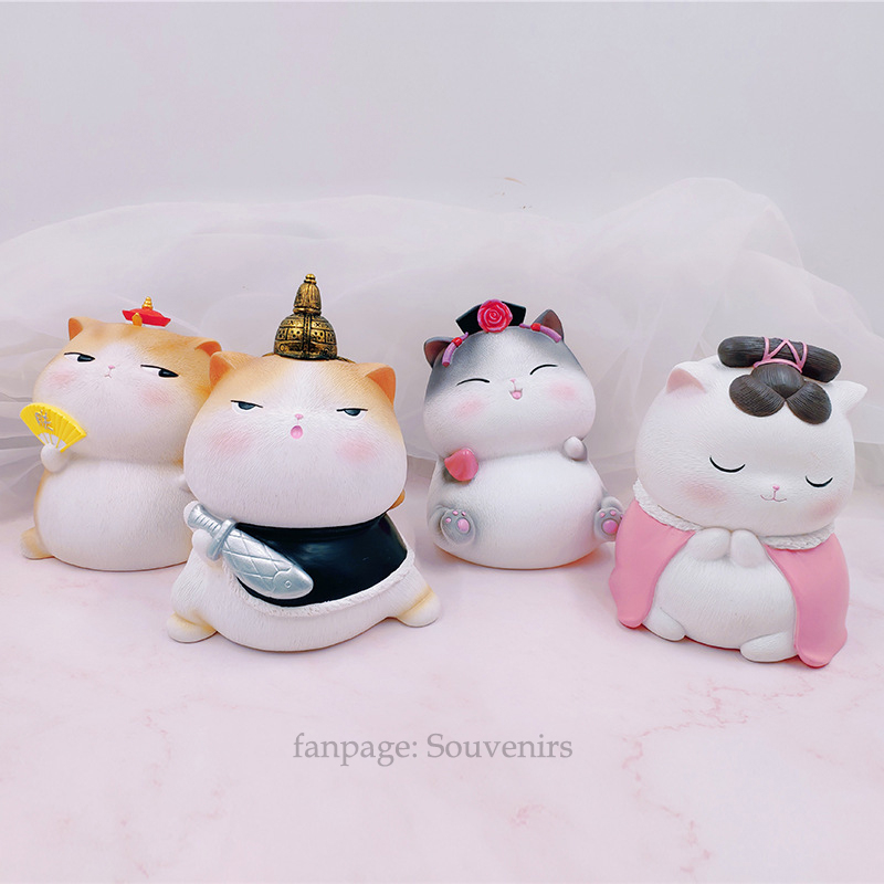 Set 4 mô hình mèo hoàng cung siêu đáng yêu , trang trí bàn học , bàn làm việc , quà tặng,.......