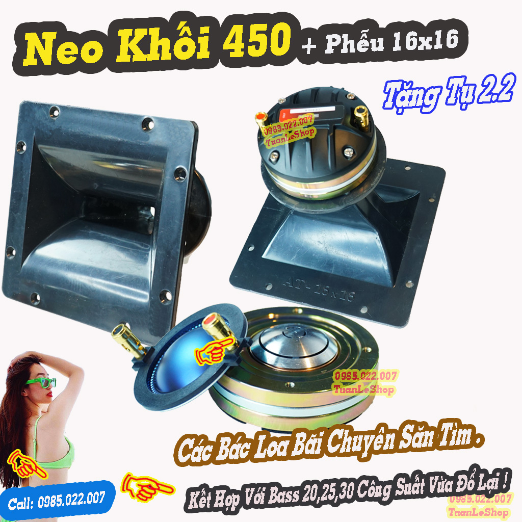 TREBLE 450 NEO NGUYÊN KHỐI BC KÈM PHỄU 16x16 - LOA TREP BÃI THUA XA – GIÁ 01 CHIẾC KÈN PHỄU TẶNG TỤ 2.2 SỊN