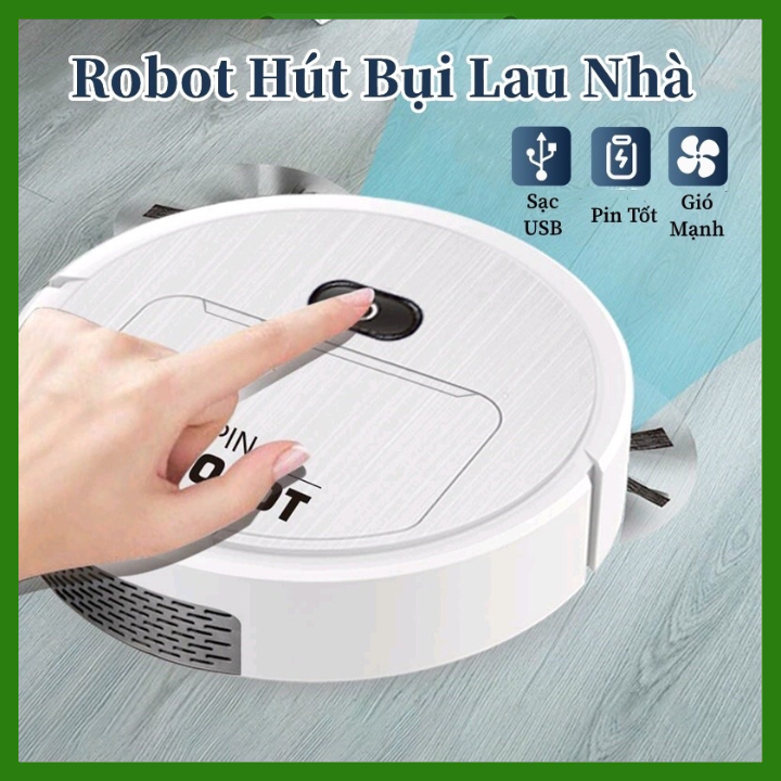 Máy robot hút bụi lau sàn nhà thông minh 3 trong 1 tiện dụng cho gia đình kèm phụ kiện , bảo hành 12 tháng