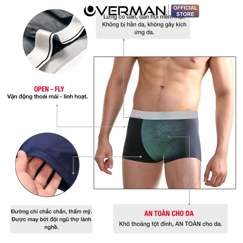 Quần lót nam Boxer đùi trơn xuất Nhật thun lạnh Boxer co giãn 4 chiều SDN01 - Overman