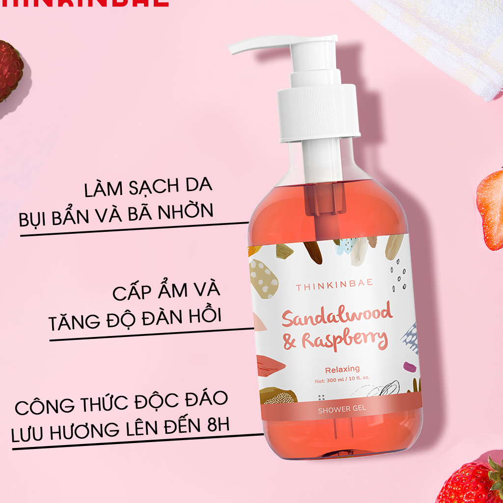 Sữa Tắm Dưỡng Ẩm THINKINBAE Hương SandalWood & Raspberry 300ml