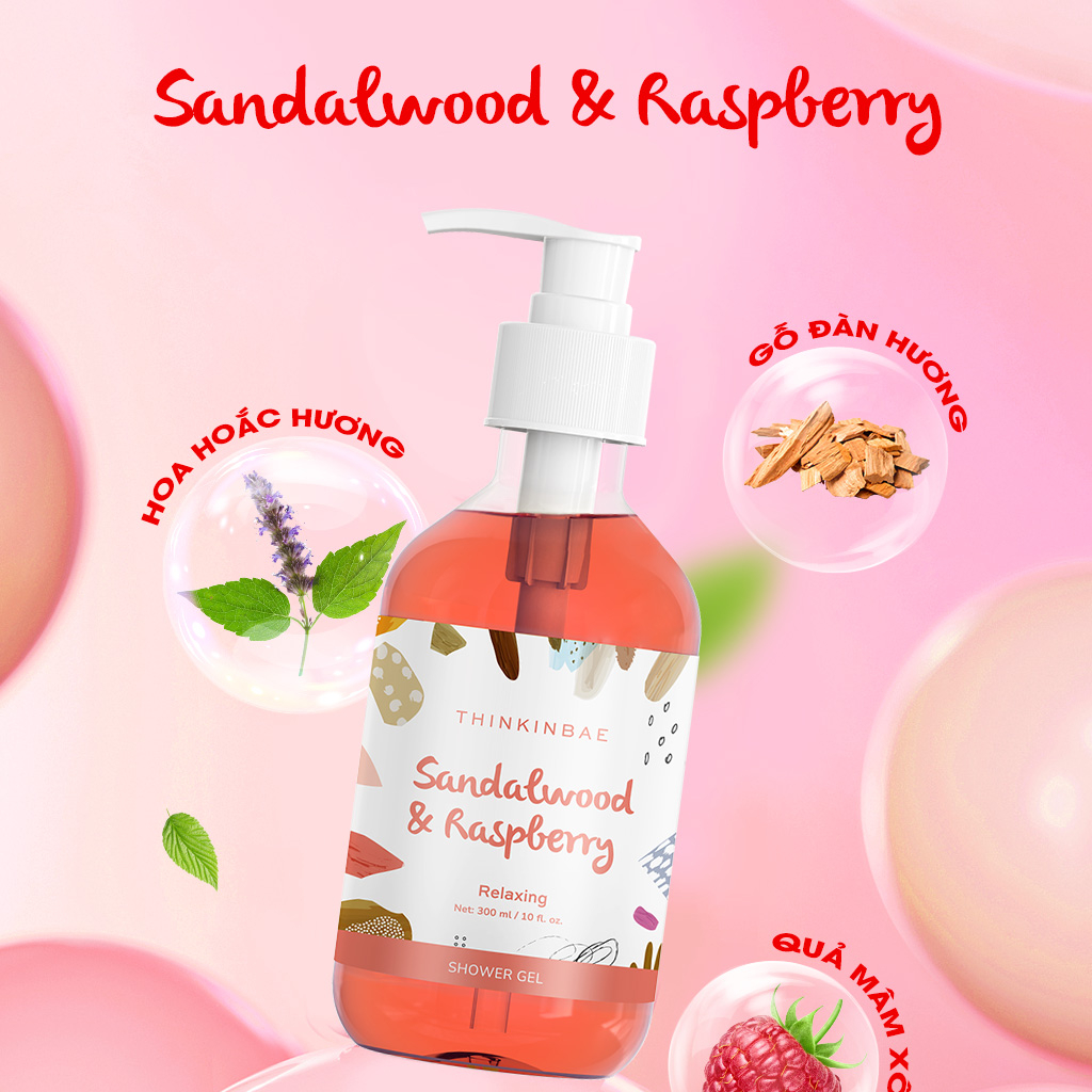 Sữa Tắm Dưỡng Ẩm THINKINBAE Hương SandalWood & Raspberry 300ml