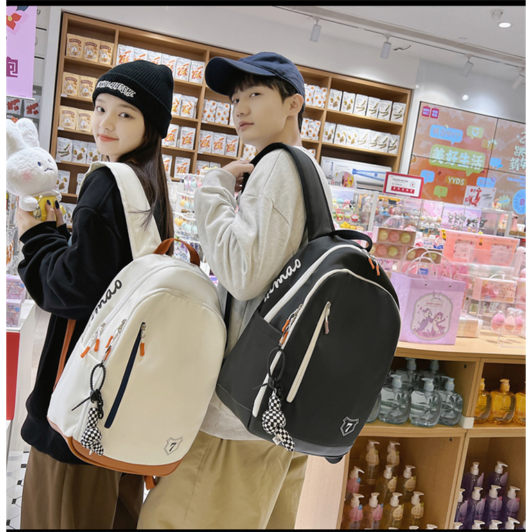 Balo Nữ Thời Trang Chất Vải CanVas - Ba Lô Đi Học, Đi Chơi Thời Trang Đơn Sắc Đựng Vừa Laptop Sọc Thẳng | BigBuy360 - bigbuy360.vn