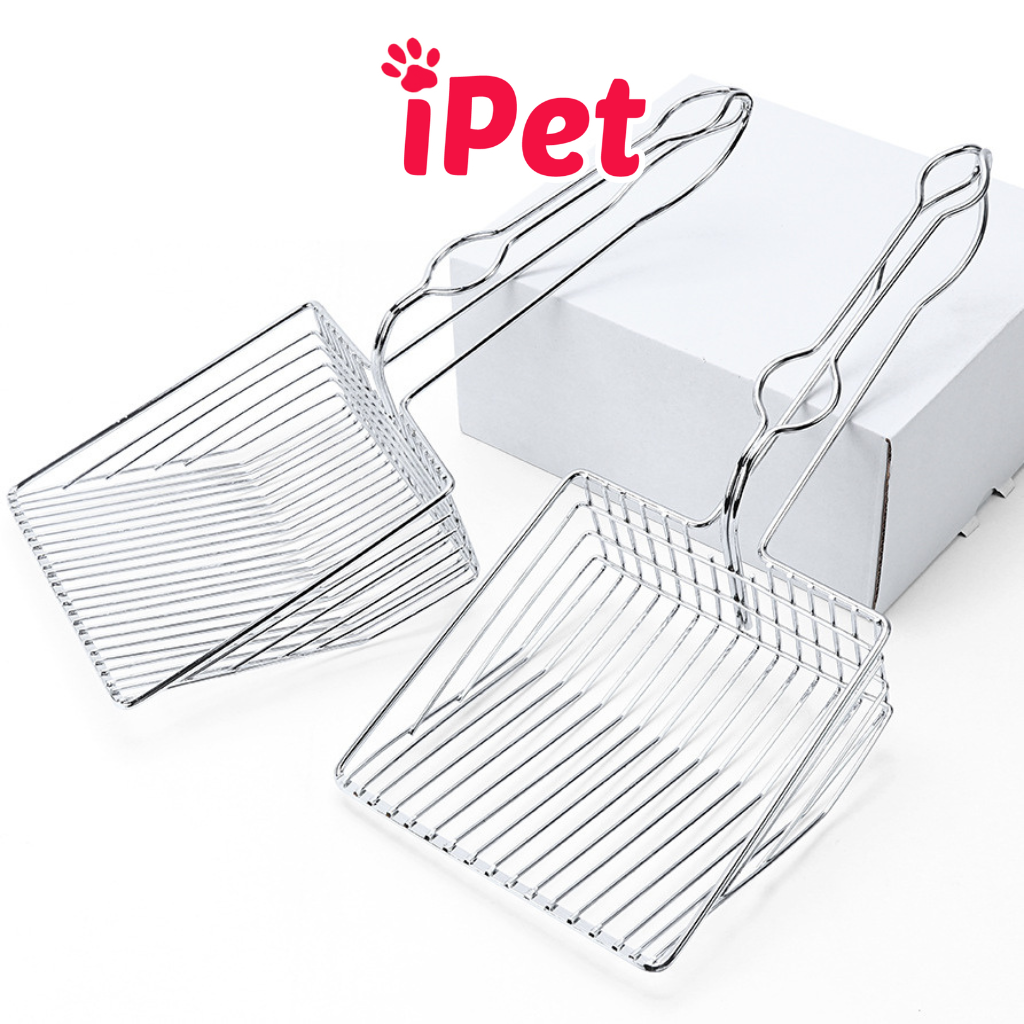 Xẻng Xúc Cát Vệ Sinh Hốt Phân Inox Siêu To Cho Mèo - iPet Shop