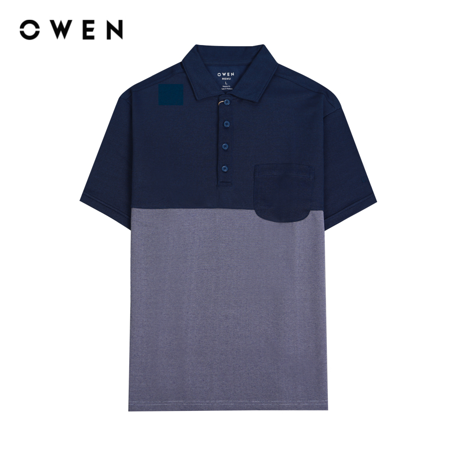 OWEN - Áo polo ngắn tay Bodyfit Xanh chât liệu Renu - APT231545