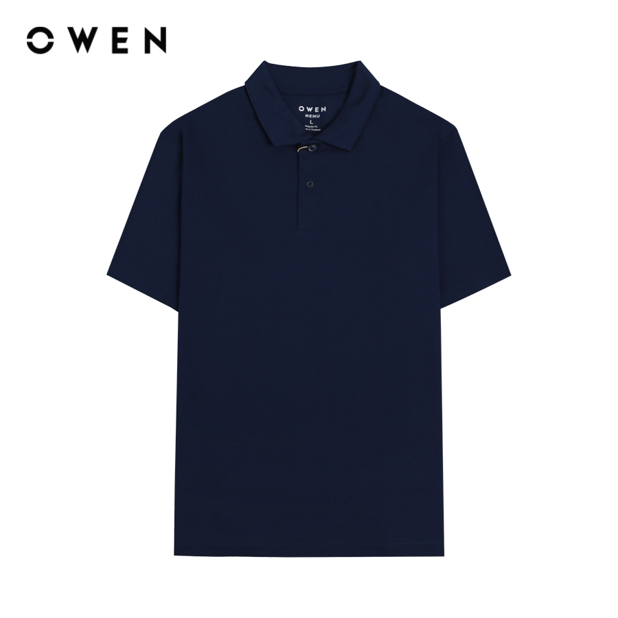 OWEN - Áo polo ngắn tay Bodyfit Navy chât liệu Renu - APT231548