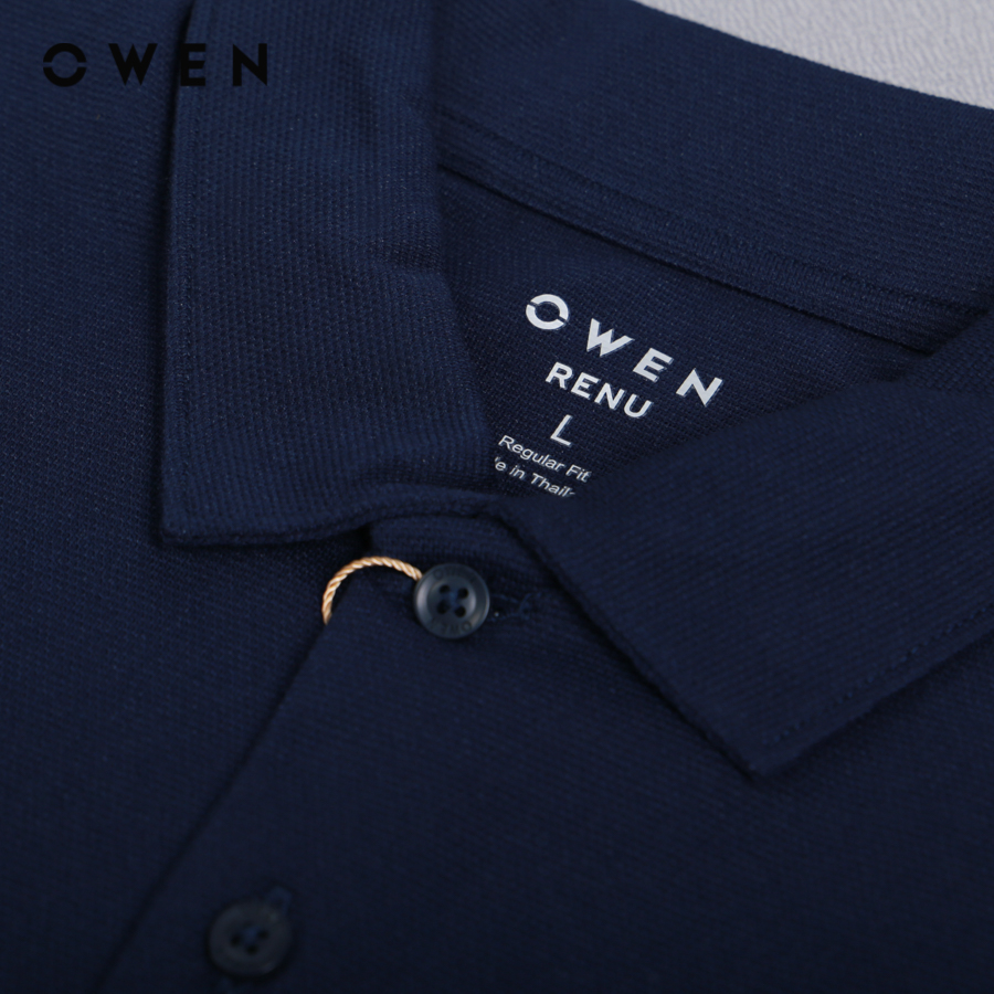 OWEN - Áo polo ngắn tay Bodyfit Navy chât liệu Renu - APT231548