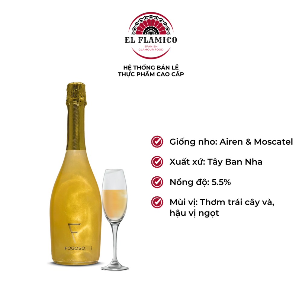 Rượu vang sủi Tây Ban Nha Sparkling Fogoso Oro