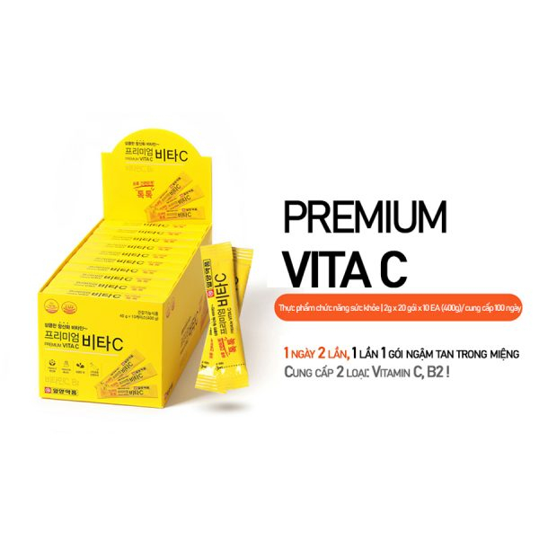 Combo 2 Hộp Premium Vita C Hàn Quốc Tăng Cường Đề Kháng (20 Gói/Hộp)