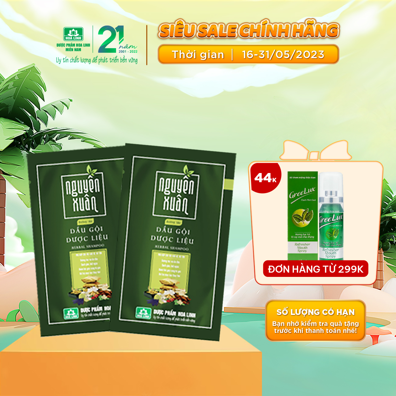 Dầu gội dược liệu Nguyên Xuân dưỡng tóc - Dây 10 gói x 5,5ml