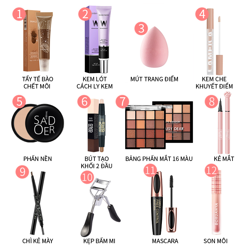 Bộ trang điểm đầy đủ 6/12 món từ a đến z cơ bản set trang điểm cá nhân làm đẹp độc đáo cho nữ -URBXXM-12-B02 | BigBuy360 - bigbuy360.vn
