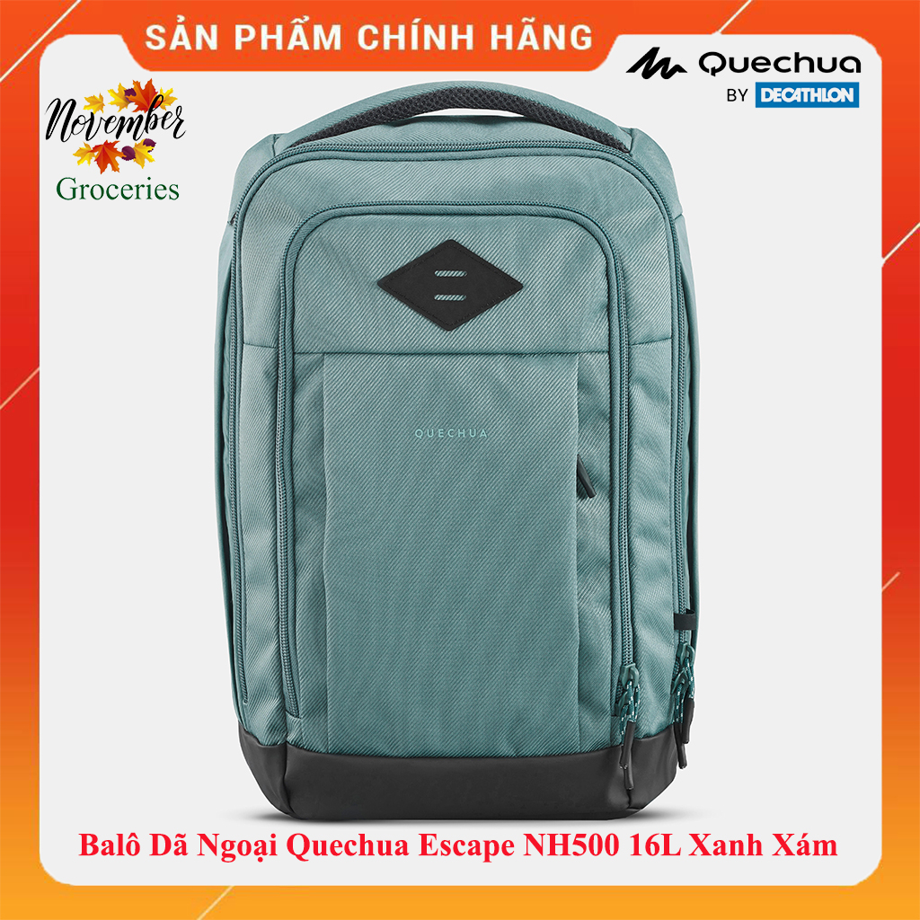 Balô Dã Ngoại Quechua Escape NH500 16L Xanh Xám Nhiều Ngăn Thoáng Khí Thiết Thực Thoải Mái Bền Thân Thiện Với Môi Trường