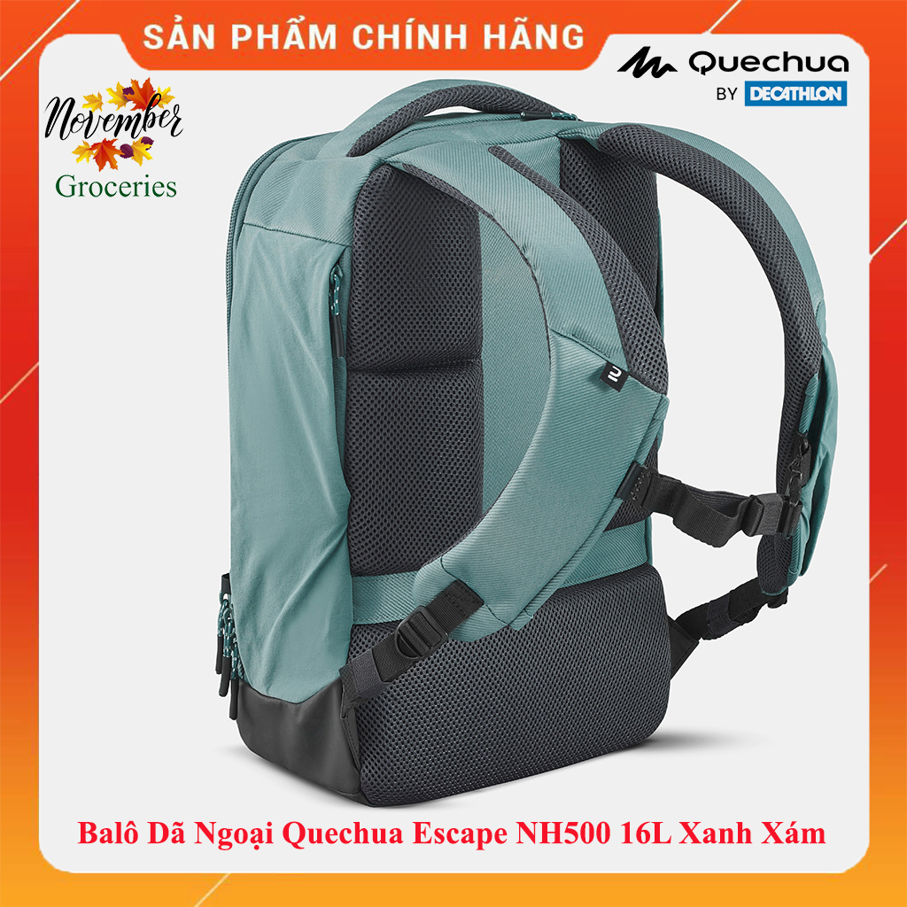 Balô Dã Ngoại Quechua Escape NH500 16L Xanh Xám Nhiều Ngăn Thoáng Khí Thiết Thực Thoải Mái Bền Thân Thiện Với Môi Trường