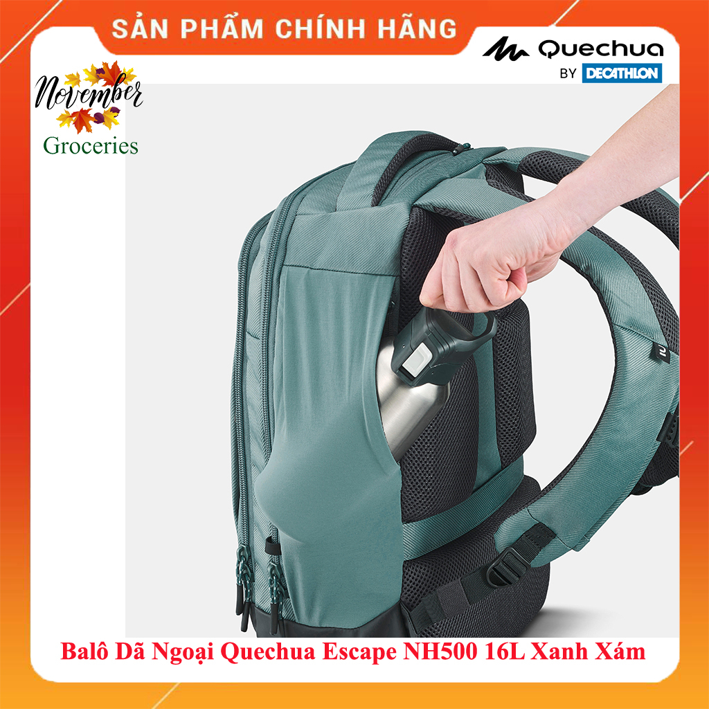 Balô Dã Ngoại Quechua Escape NH500 16L Xanh Xám Nhiều Ngăn Thoáng Khí Thiết Thực Thoải Mái Bền Thân Thiện Với Môi Trường