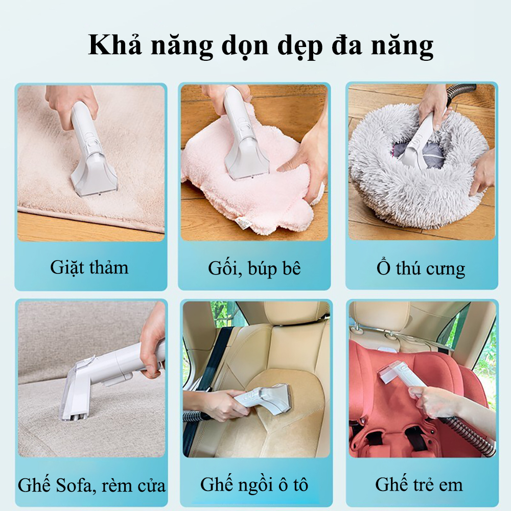 Máy hút bụi, giặt thảm ABG YLW6318, máy làm sạch bằng hơi nước, vệ sinh ghế sofa, đệm, rèm, vải thảm phun hút tích hợp