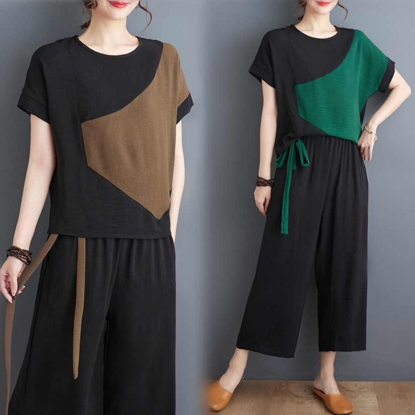 A476 Bộ đồ bigsize freesize quần thụng cạp chun thiết kế thoải mái mẫu hè mát mẻ