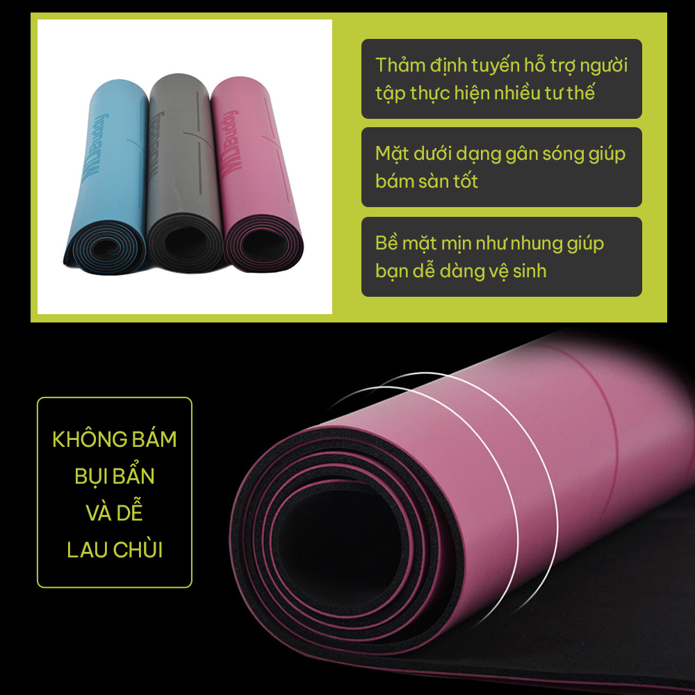 Thảm tập Yoga chống trượt chất liệu PU cao cấp MDBuddy MD9040