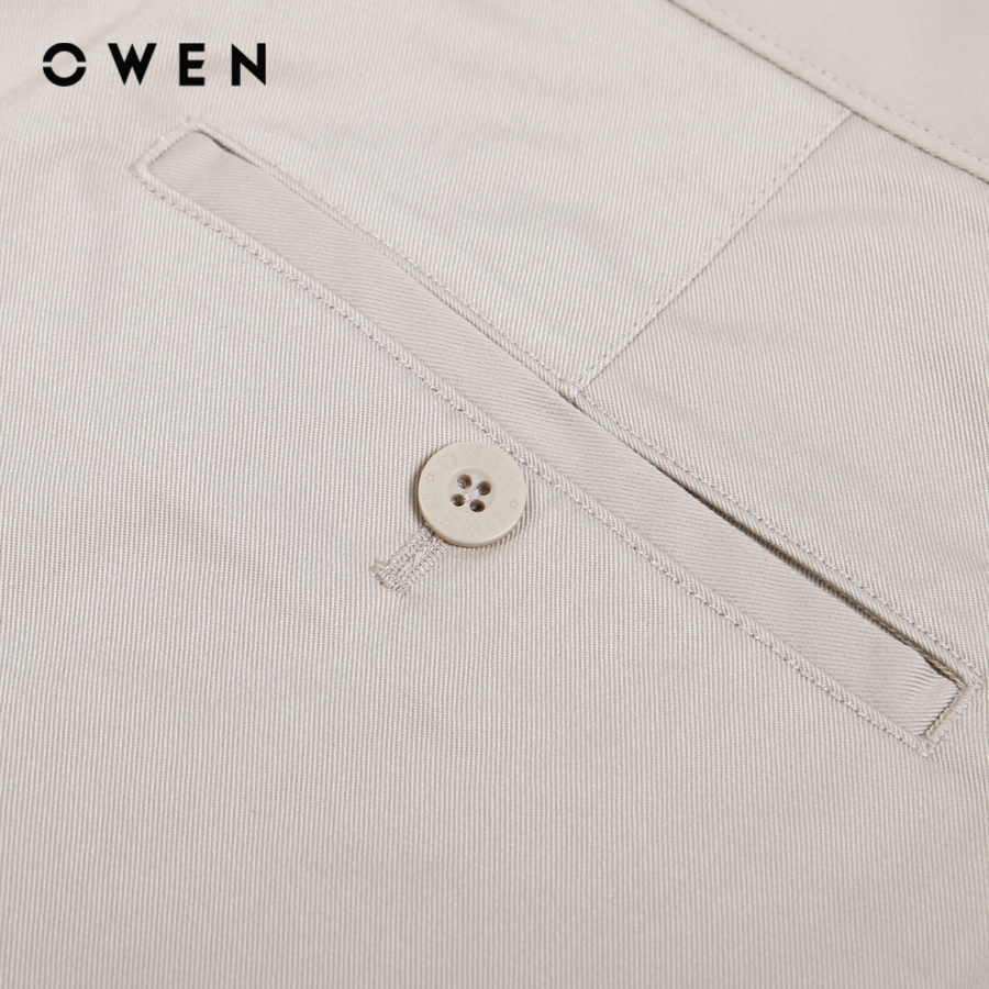 OWEN - Quần tây Slim Fit Be chât liệu Renu - QS231535