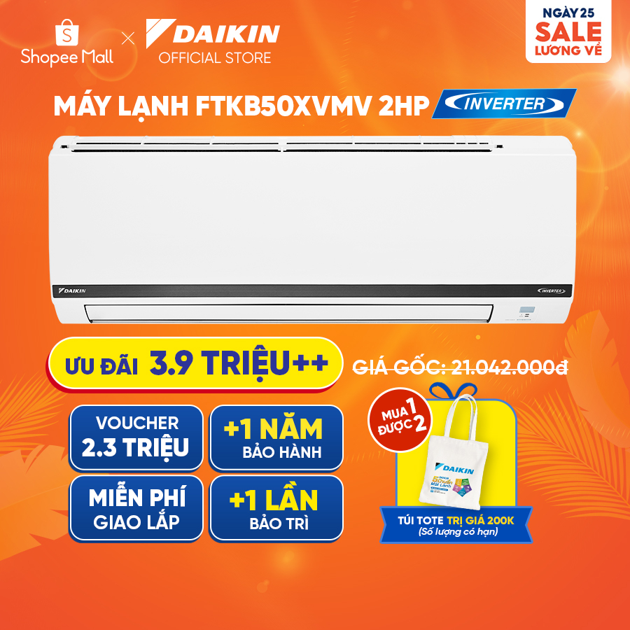 Máy Lạnh Daikin Inverter FTKB50XVMV 2HP (18000BTU) - Tiết kiệm điện Tinh lọc không khí