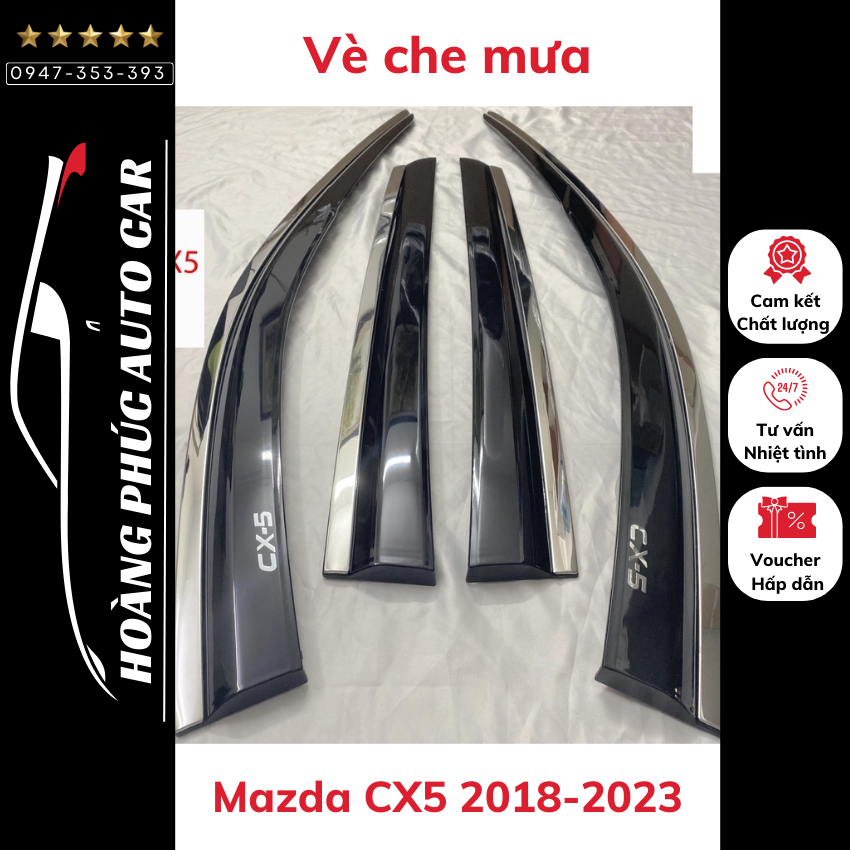 Vè che mưa Mazda CX5 2018-2023 chỉ inox độ bền cao, không bám bụi
