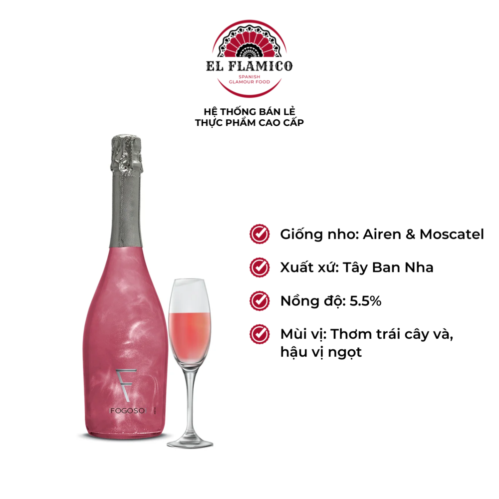 Rượu vang sủi Tây Ban Nha Sparkling Fogoso Rosa