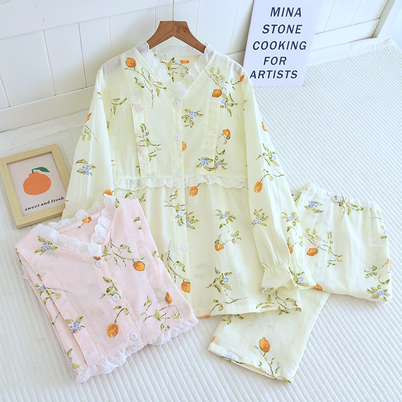Bộ Pijama, bộ mặc bầu và sau sinh thô đũi dài tay - mẫu chanh vàng