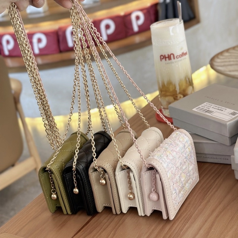 Túi Đeo Chéo CNK  Da Hạt Dáng Vuông Có Hộp Mini 10cm