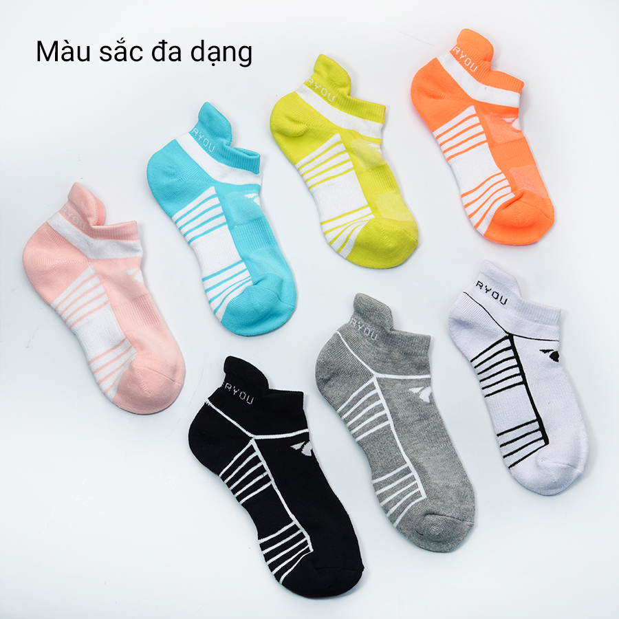 Tất vớ chạy bộ thể thao unisex thời trang V-SOCKS giá rẻ họa tiết icon chất liệu cotton dày dặn thấm hút ôm chân