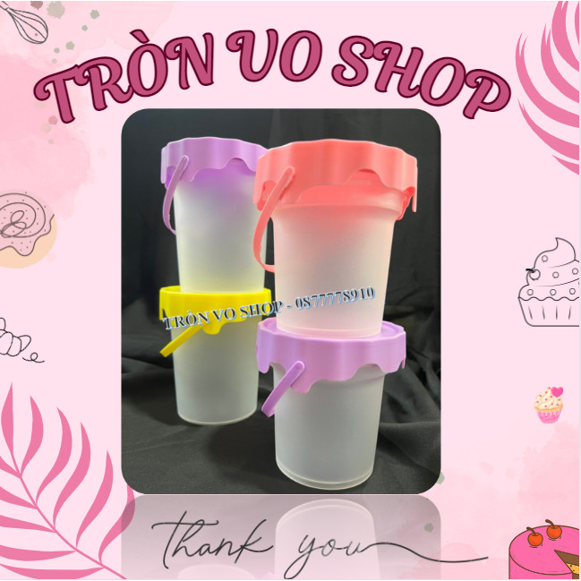 Xô nhựa đựng chè, rau câu, trà sữa dung tích 700ml size : 10.5*12.7*8cm [ Set /15c ]