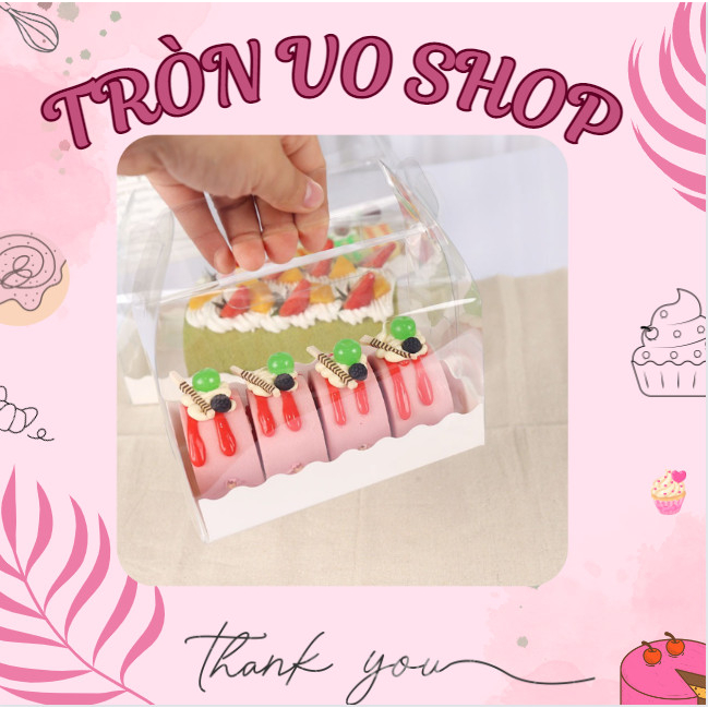 Hộp bánh cuộn trong đế trắng nhỏ size 16*9*9cm [ 1set/10 hộp ]