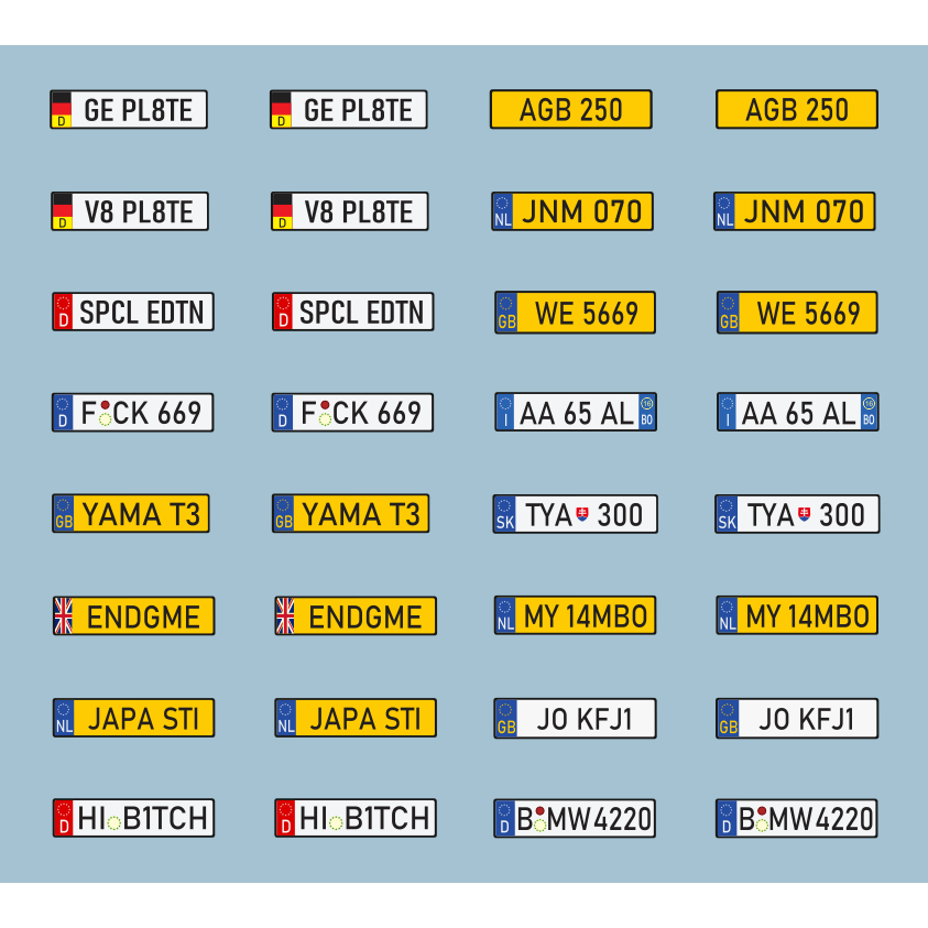 Decal biển số cho xe mô hình 1:64