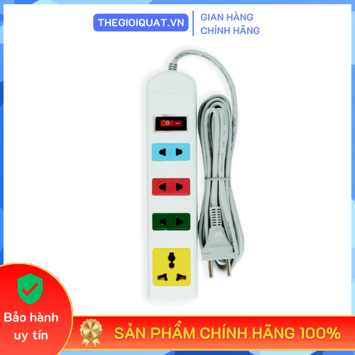 Ổ cắm điện đa năng Honjianda 0314B công suất chịu tải 2500W, nhựa ABS cao cấp, dây dài 3M/5M - Hàng chính hãng