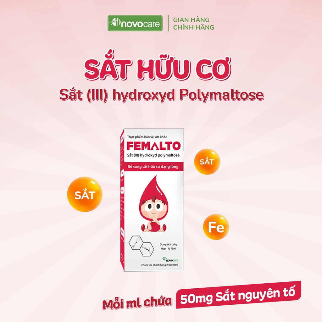 Sắt Hữu Cơ Femalto 15ml- Thơm Ngon Cho Bé, Không Tanh, Không Gây Táo Bón