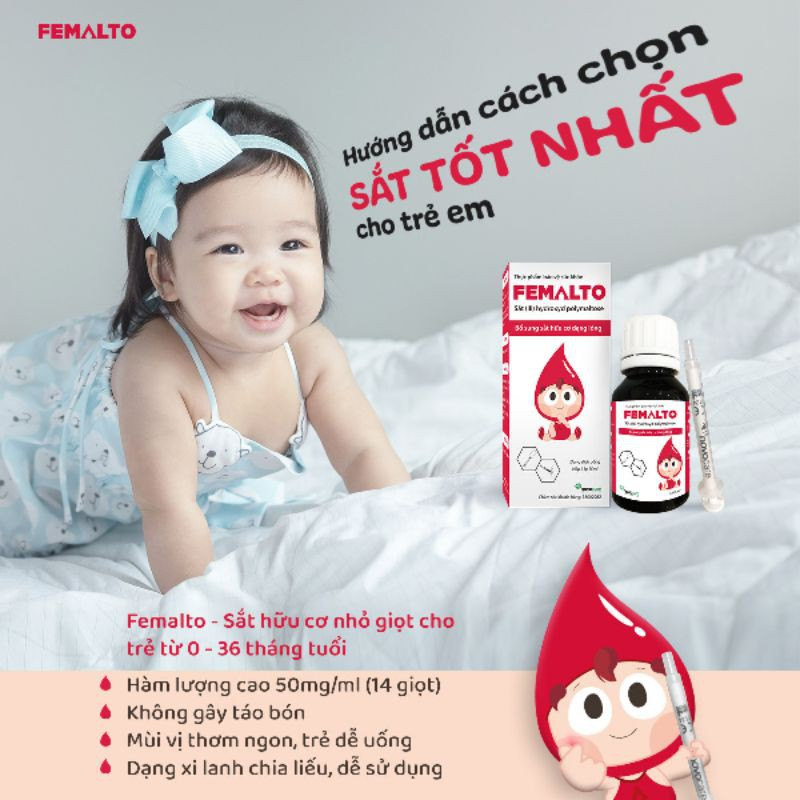 Sắt Hữu Cơ Femalto 15ml- Thơm Ngon Cho Bé, Không Tanh, Không Gây Táo Bón